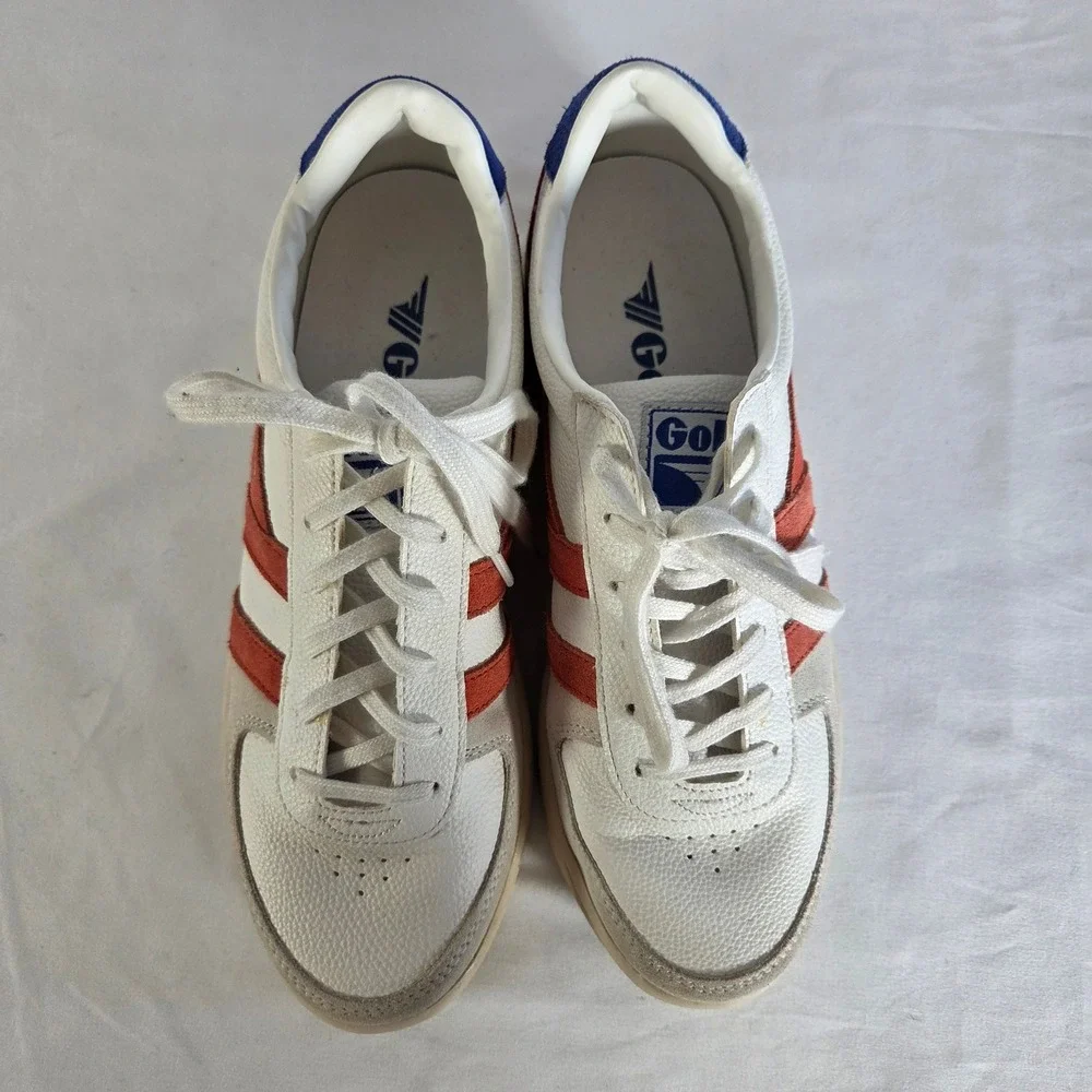 Gola Grandslam Trident Womens Sneakers White Orange Blue CLA415 Size US‎ 8
